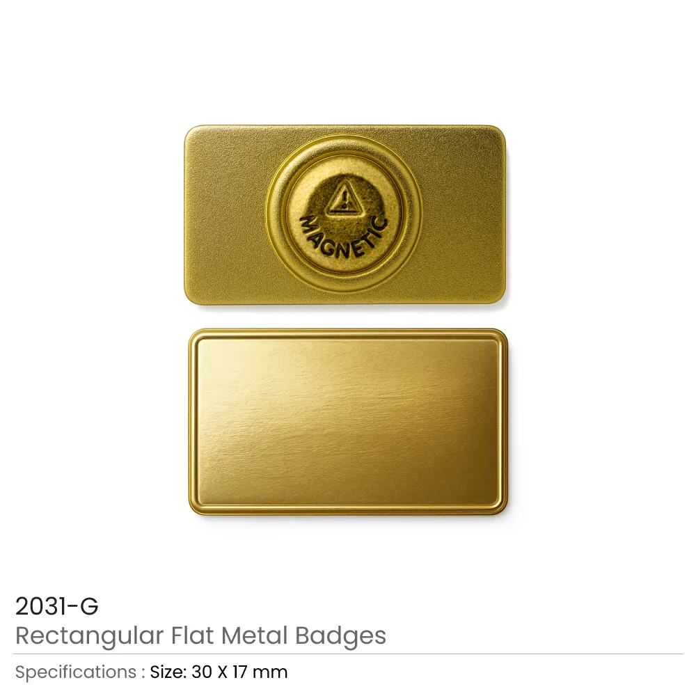 Rectangular Flat Metal Badges with Magnet Attachment - Image 2