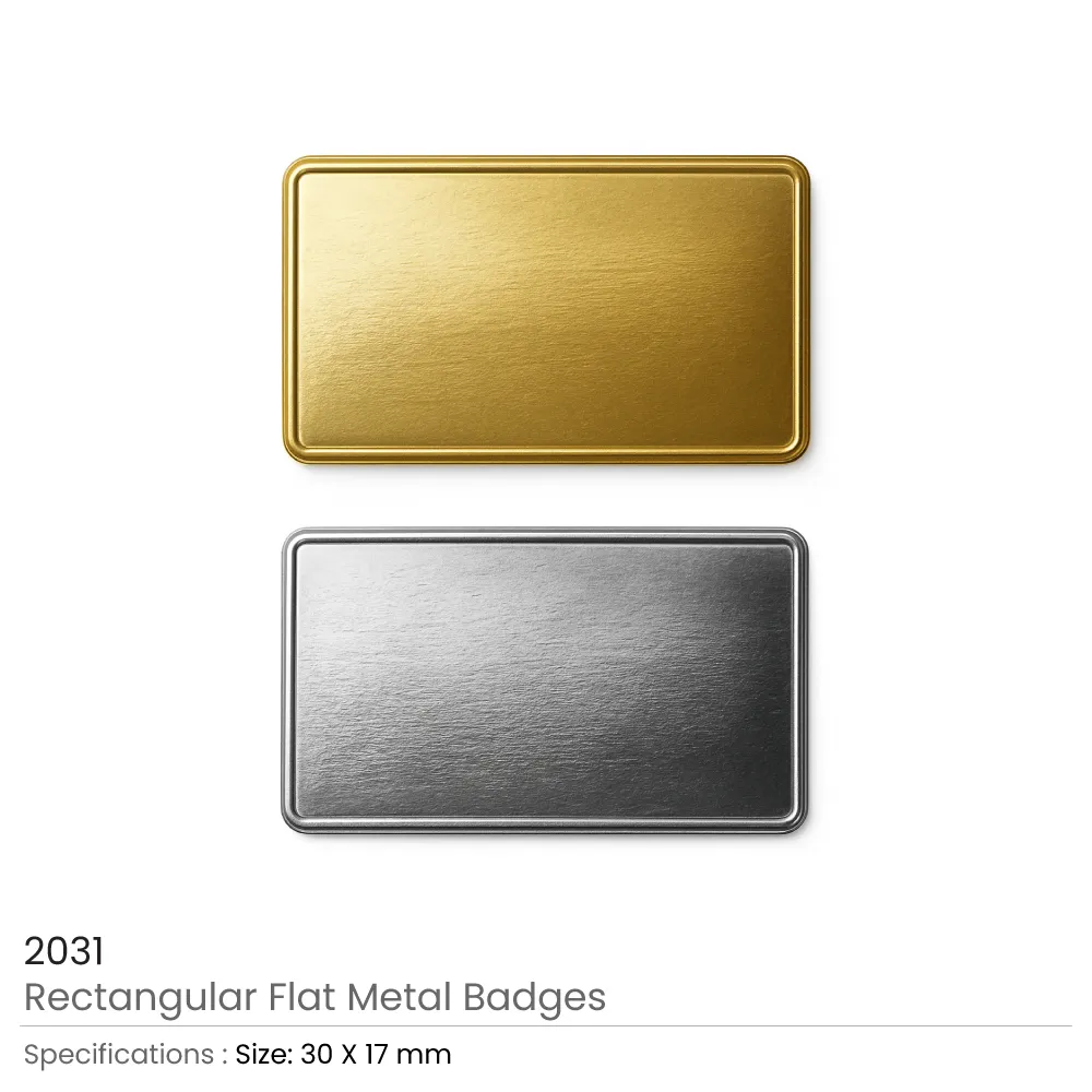Rectangular Flat Metal Badges with Magnet Attachment - Image 3