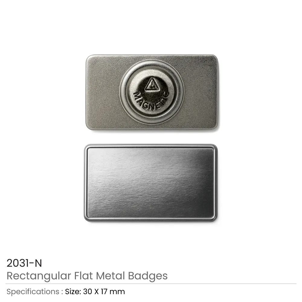 Rectangular Flat Metal Badges with Magnet Attachment - Image 9