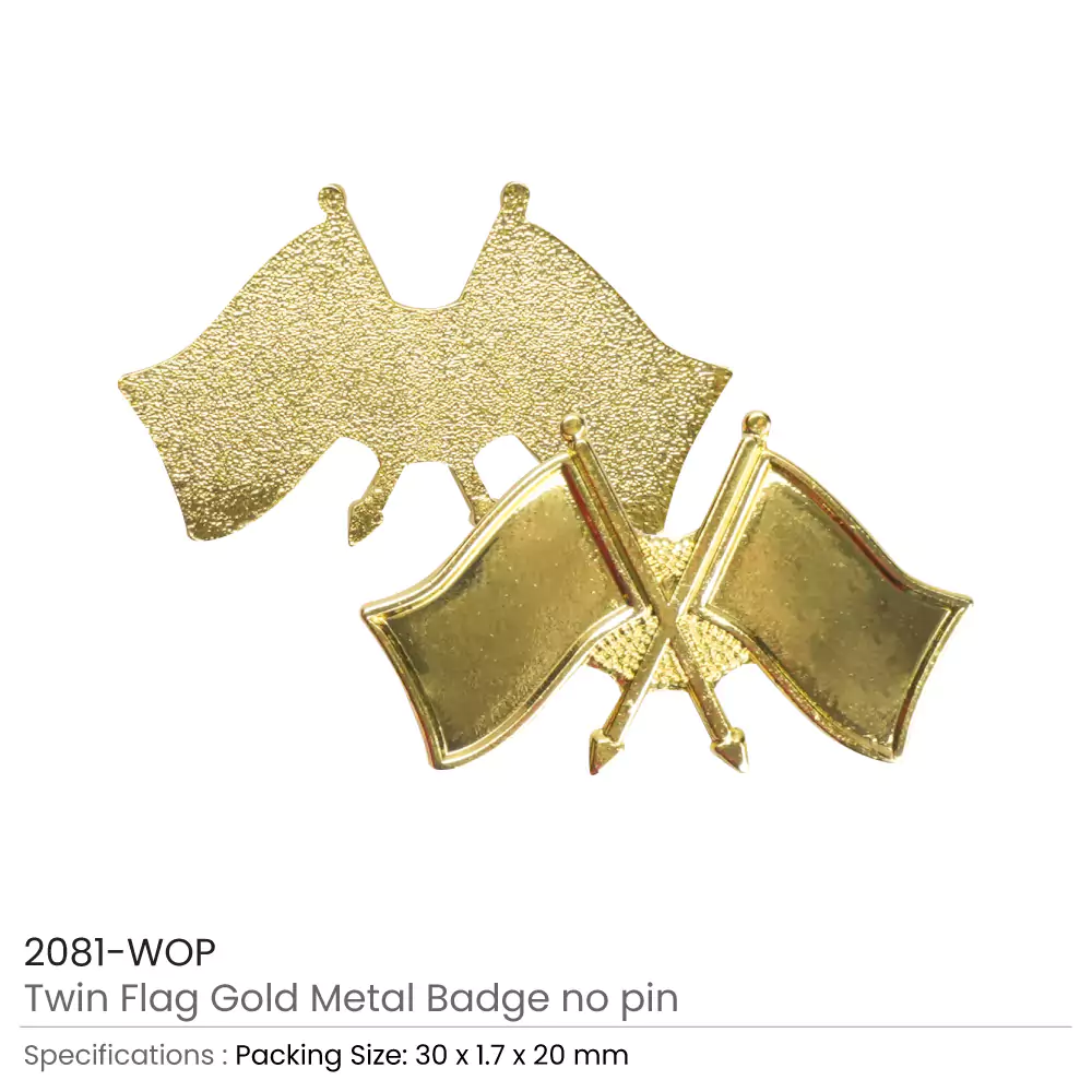 Twin Flag Metal Badges Golden Imprint Your Country Flag - Image 4