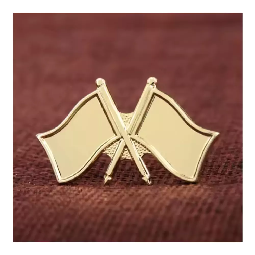 Twin Flag Metal Badges Golden Imprint Your Country Flag - Image 5
