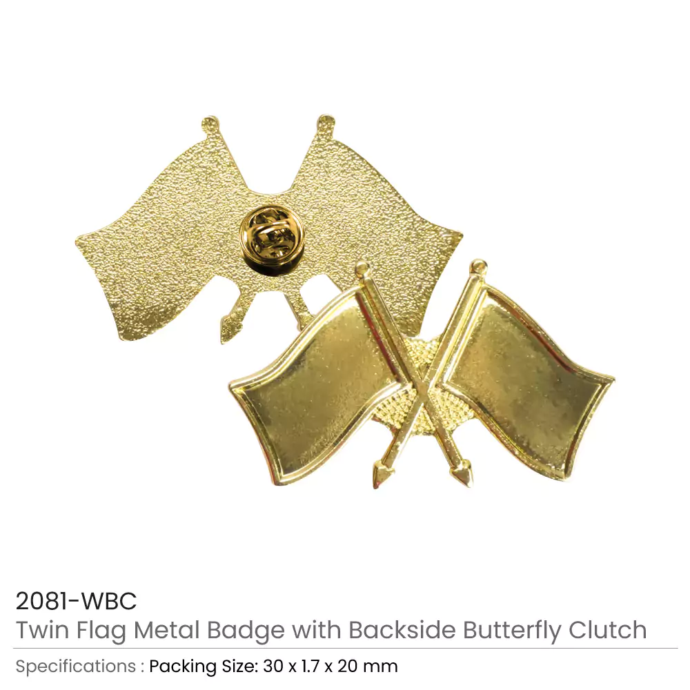 Twin Flag Metal Badges Golden Imprint Your Country Flag - Image 11