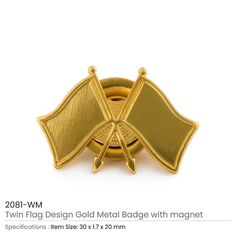 Twin Flag Metal Badges Golden Imprint Your Country Flag - Image 9