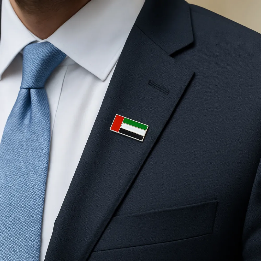 UAE Flag Metal Badges Rectangle with Magnet Attachment - Image 3