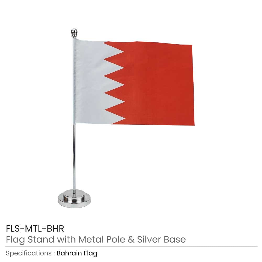 Flag with Metal Pole & Silver Plated Plastic Base - Image 2