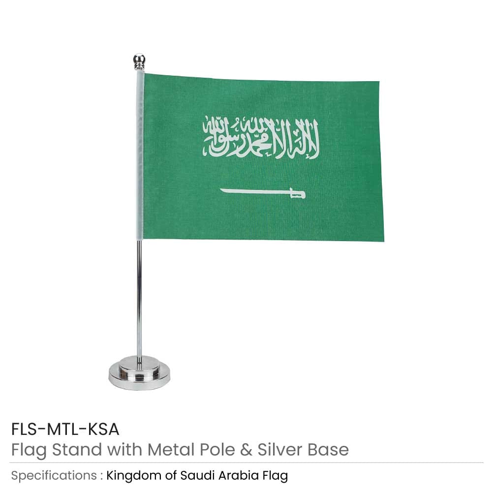 Flag with Metal Pole & Silver Plated Plastic Base - Image 5