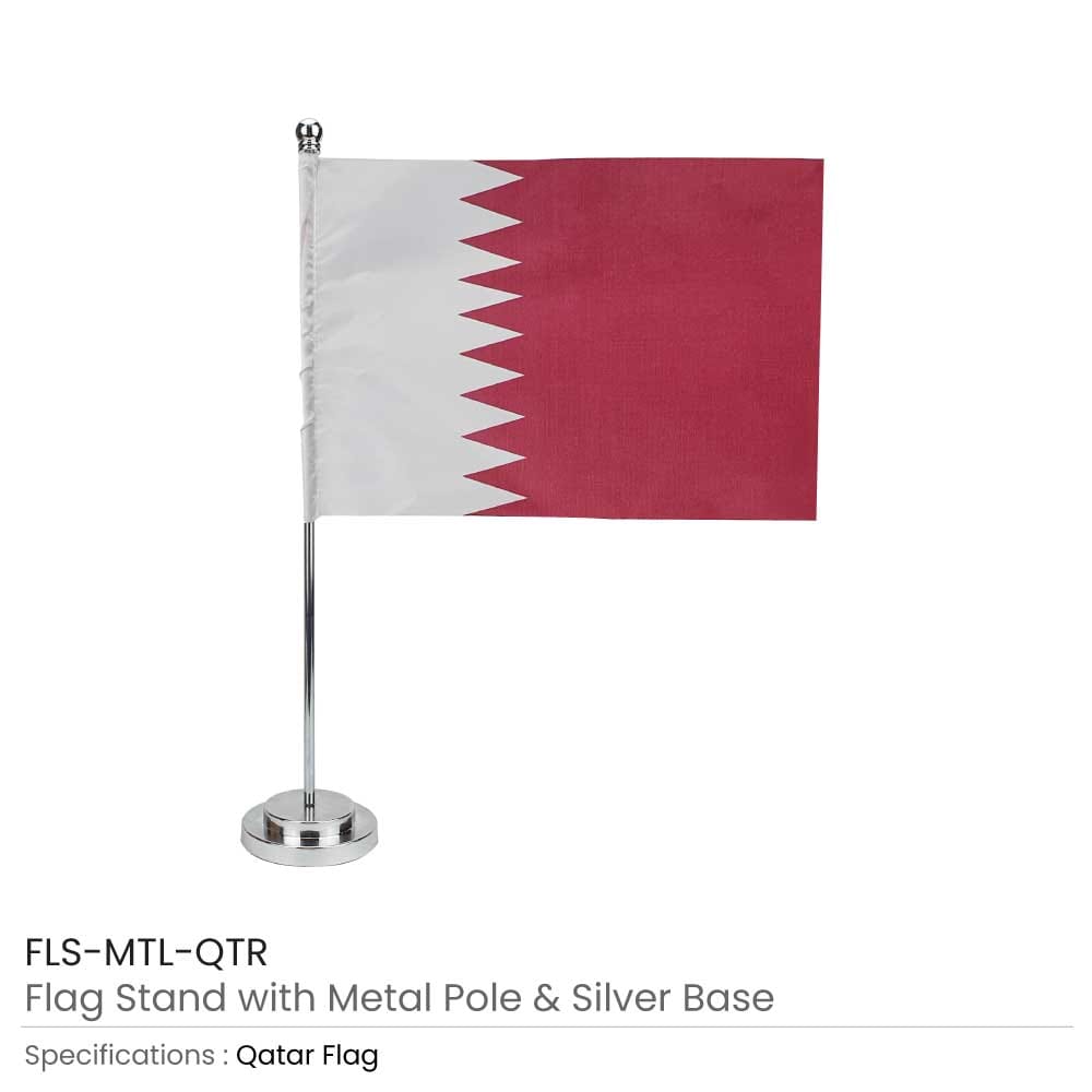 Flag with Metal Pole & Silver Plated Plastic Base - Image 7