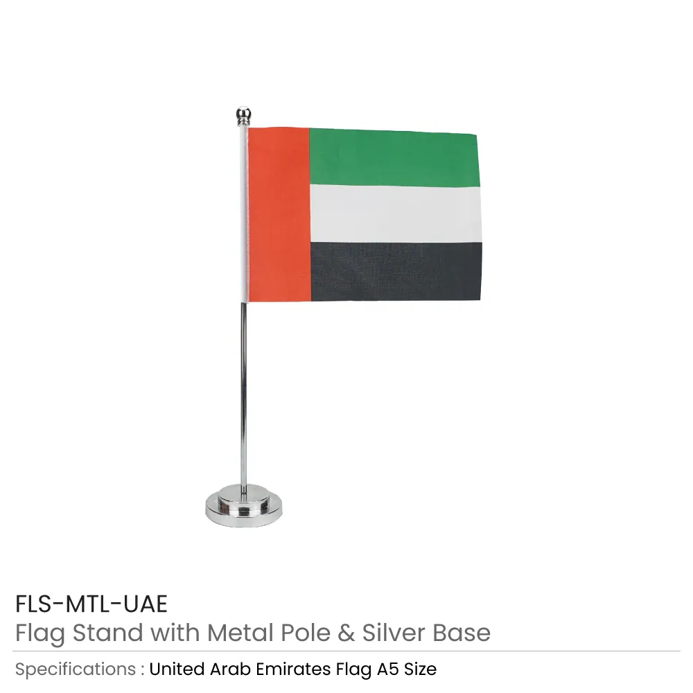 Flag with Metal Pole & Silver Plated Plastic Base - Image 8